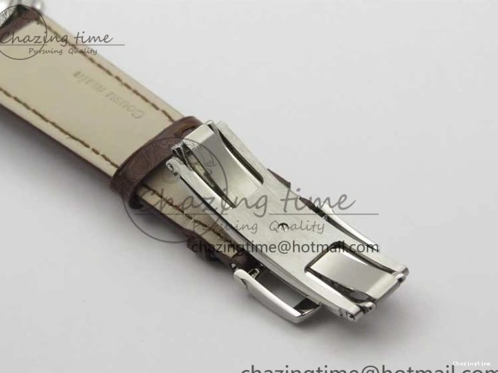 0321 Villeret 6654 SS Complicated Function OMF 1:1 Best Edition White Dial on Brown Leather Strap A6654 V Popular 7904